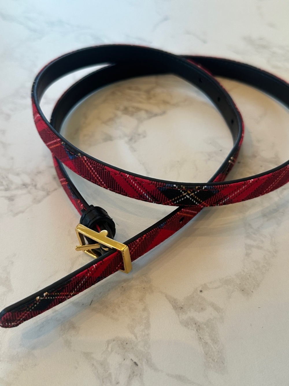 Tartan plaid women’s belt. JCrew Factory. New never worn. Gold buckle. M/L
